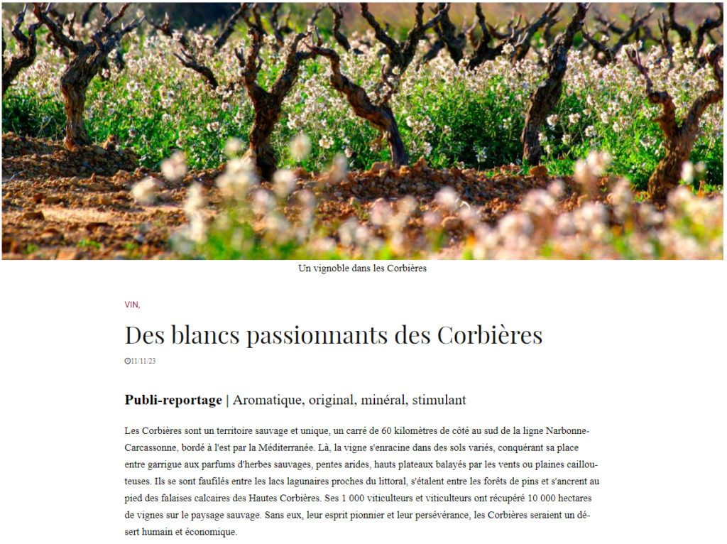 L'article « les vins captivants de Corbières » - 1