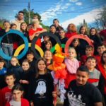 Photo de groupe avec les anneaux olympiques