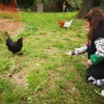 2 jeunes dans le poulailler avec les poules