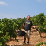 Un vendangeur avec son seau