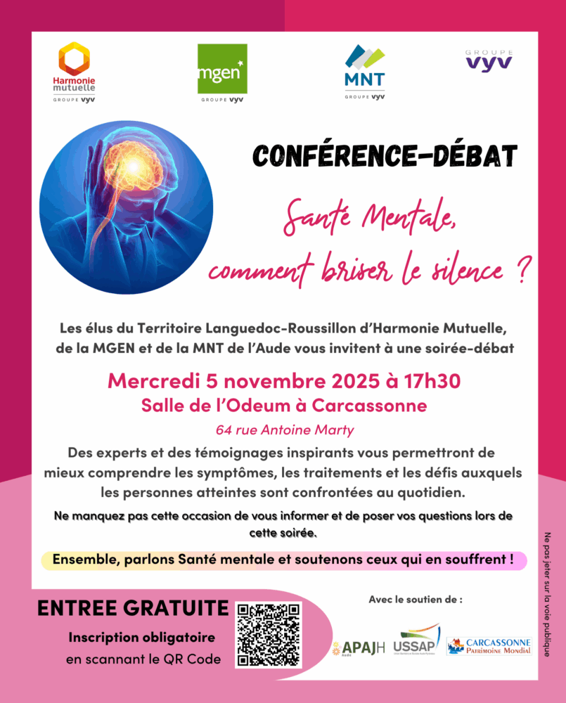 Affiche de la conférence débat et QR Code à scanner pour s'inscrire