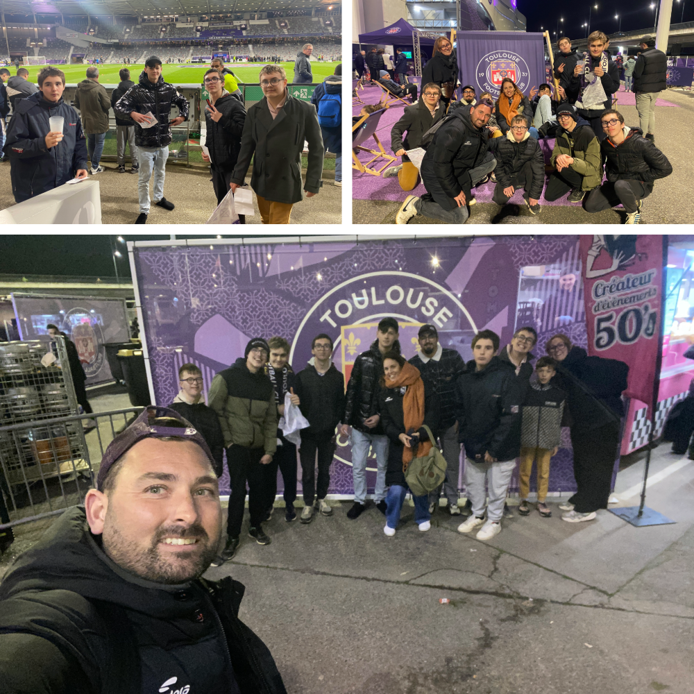 Montage de photos des jeunes au Stadium de Toulouse